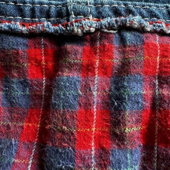 VTG Union Made OshKosh B’Gosh Plaid Flannel Lined Denim Overalls Size 4 - Picture 11 of 12